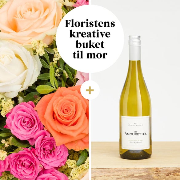 Floristens buket til mor med hvidvin